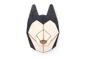 Dřevěná brož Husky Brooch