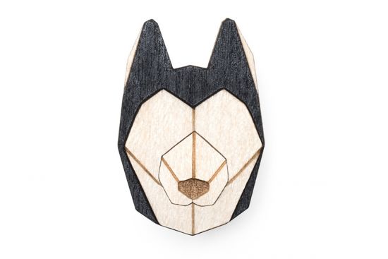 Dřevěná brož Husky Brooch
