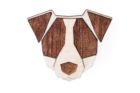 Dřevěná brož Jack Russell Brooch