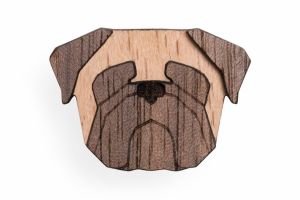 Dřevěná brož Pug Brooch
