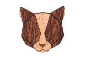 Dřevěná brož Red Cat Brooch