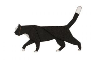 Dřevěná brož Walking Cat Brooch