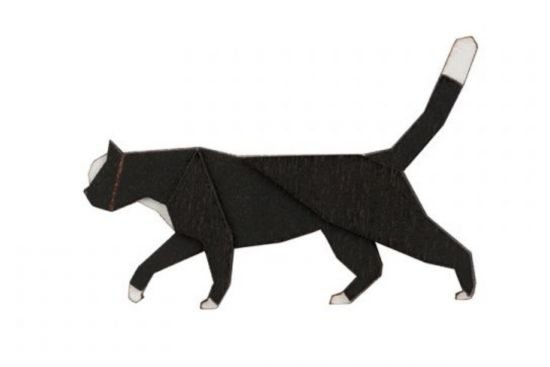 Dřevěná brož Walking Cat Brooch