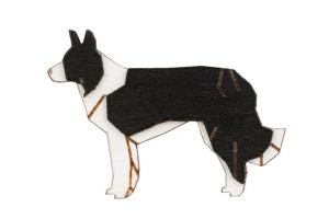 Dřevěná brož Walking Collie Brooch