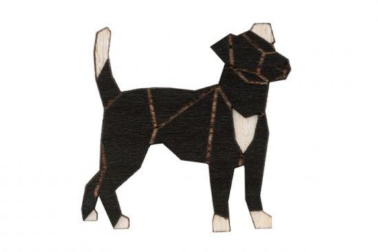 Dřevěná brož Walking Darkdog Brooch