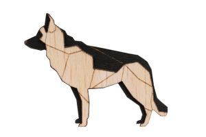 Dřevěná brož Walking Shepherd Brooch