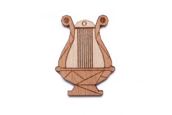 Dřevěná brož Lyre Brooch