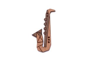 Dřevěná brož Saxophone Brooch