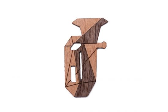 Dřevěná brož Tuba Brooch