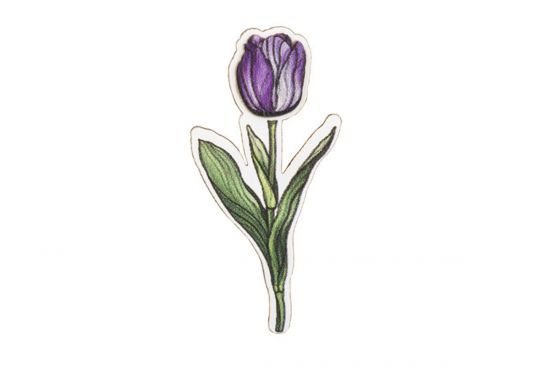 Dřevěná brož Tulipán