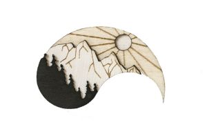 Dřevěná brož Day Brooch