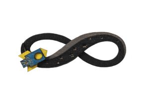 Dřevěná brož Infinity Spaceship Brooch