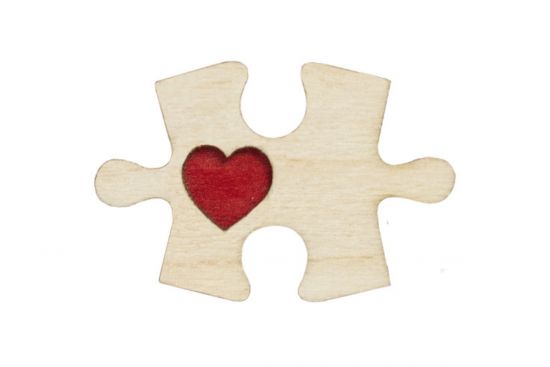 Dřevěná brož Puzzle 1 Brooch