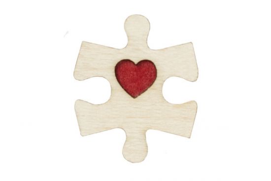 Dřevěná brož Puzzle 2 Brooch