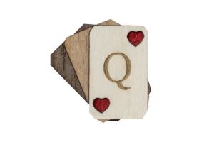 Dřevěná brož Queen of Hearts Brooch