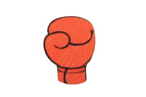 Dřevěná brož Červená boxerská rukavice