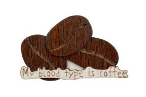 Dřevěná brož Coffee Blood Type Brooch