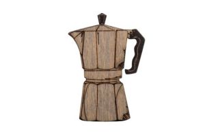 Dřevěná brož Coffee Pot Brooch