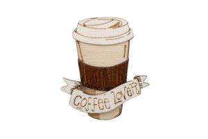 Dřevěná brož Coffee Lover Brooch