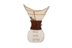 Dřevěná brož Need Coffee Brooch