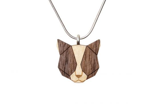 Dřevěný přívěsek Grey Cat Pendant
