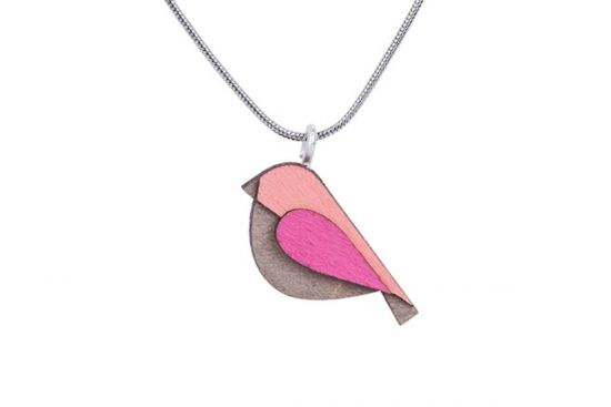 Dřevěný přívěsek Pink Bird Pendant