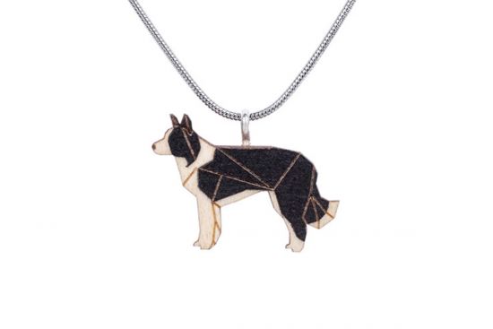 Dřevěný přívěsek Walking Collie Pendant
