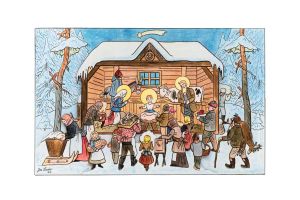 Dřevěný betlém v zimě – Josef Lada ©