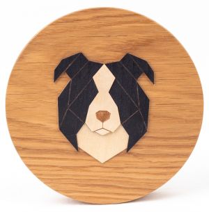 Dřevěná dekorace Border Collie z masivu